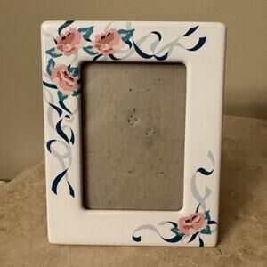 Terragrafics Floral Ceramic 8x6 Photo Frame White Pink Blue Green Rectangle